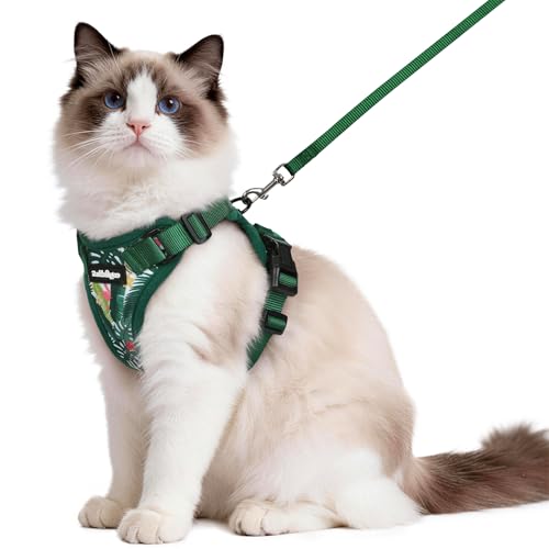 Cat Harness and Leash Set (M / Rainforest Green)