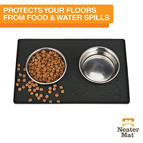 Neater Mat Pet Mats for Food and Water (19"L x 12"W / Midnight Black)