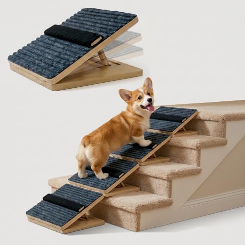4 Pack Wooden Adjustable Dog Stairs Ramps