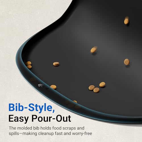 Cat Food Mat Silicone Waterproof Feeding Mat (18"L x 12.5"W / Black)