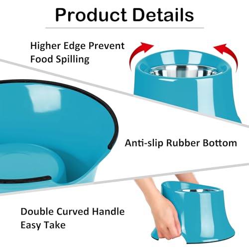 Tilted Elevated Dog Bowls Non (M/2 Cup / Grass Blue)