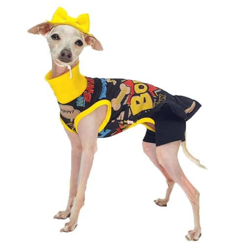 D Doggy Star Italian Greyhound Clothes Stretchable Bow Leggings One (3XL / Ops Bow Black)
