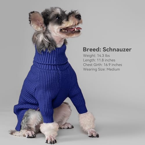 Dog Sweater Long Sleeve Warm Knit Sweaters for Medium Dogs Boy Girl (Blue / X-Large)