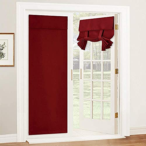 Blackout Burgundy Curtains for French Door Kitchen Front Back Door (Burgundy Red / 26"W x 69"L (Pack of 1))