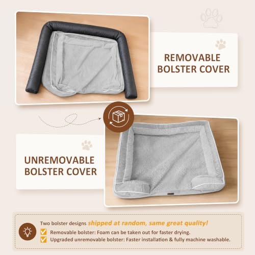 Waterproof Orthopedic Dog Beds for Extra Large Dog (53.0"L x 42.0"W x 8.5"Th / Grey White)