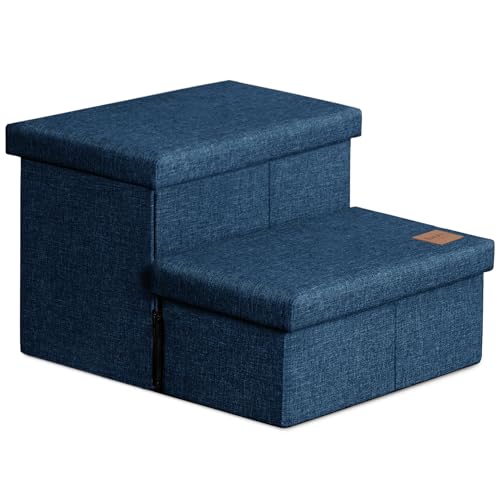 Dog Stairs for High Bed (Navy Blue / 19" X 17" X 13" H)