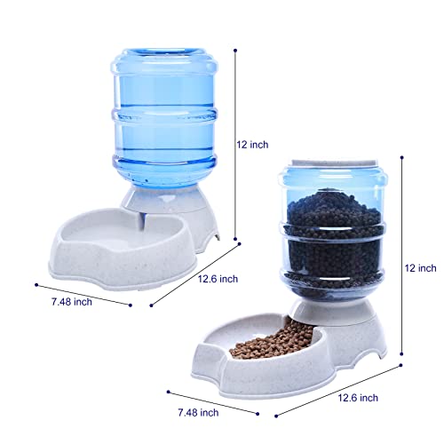 Pet Feeder and Water Food Dispenser Automatic Water Bowl for Dogs Cats (Waterer + Feeder)