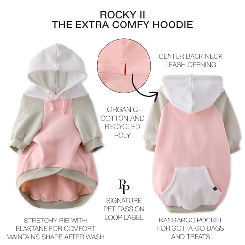 Rocky II Dog Hoodie (Pink Color Block / XXX-Small (up to 5lbs))
