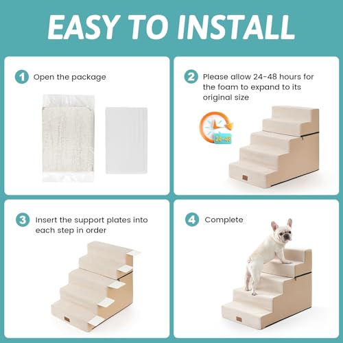 Dog Stairs for Small Dogs (Beige / 19.7x29.5x23.6 inch)