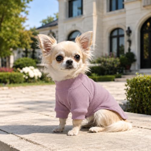 Ribbed Dog T Shirt Cotton Knitted Dog Sweaters for All Season Pet T (XS (for Mini Dog) / Light pink)
