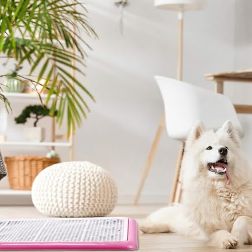 Dog Pee Pad Holder Potty Tray Portable Dog Litter Box Toilet Training for Indoor Outdoor Small Medium Large Pet Puppy (Pink / 25.59 x 18.9 Inches)