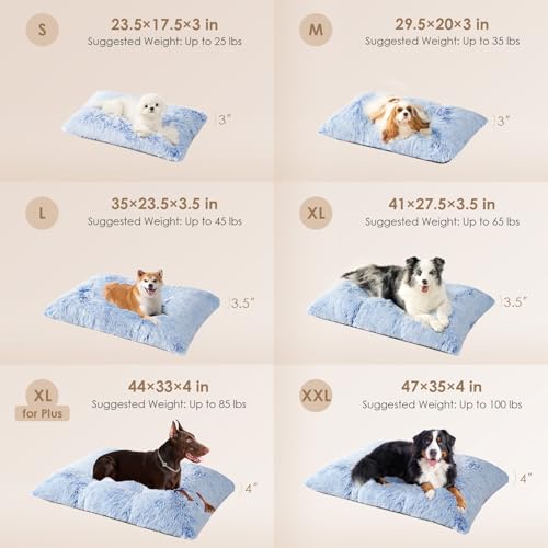 Fluffy Dog Crate Bed (Blue / 41 x 27.5)