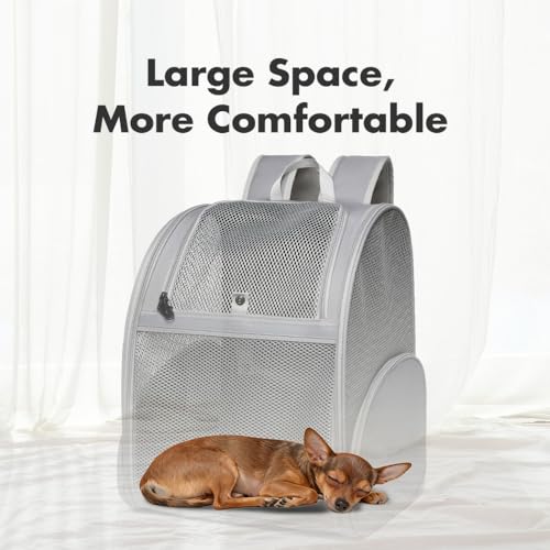 Pet Backpack Carrier (Gray / 13.7"L x 12.0"W x 18.0"H)