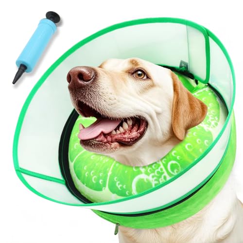 Upgraded Inflatable Dog Cone Collar to Stop Licking (XL (Neck: 18-23") / Lime)