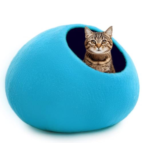 Premium Felt Cat Cave Bed (Blue Plain)