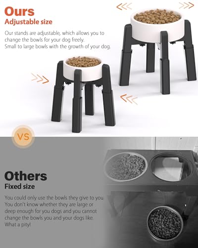Dog Bowl Stand with Adjustable Height and Width [2 Pack (H: 6.3-10.6''; W: 6.1-10.4'')