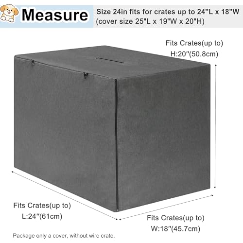 24 Inch Dog Crate Cover (24.0"L x 18.0"W x 20.0"H / Minimalist Gray)