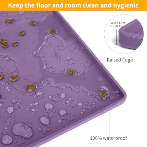 Dog Food Mat Anti (24.5"L x 16.5"W / Purple)