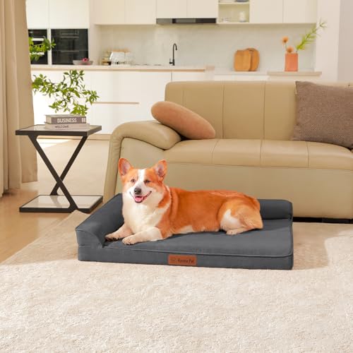 Microsuede Dog Bed for Small & Medium Dogs (Microsuede Style-Dark Grey / L(36"x27"x3"))