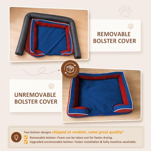 Orthopedic Dog Bed for Extra Large Dogs with Bolster (42.0"L x 30.0"W x 8.5"Th / Classic Tri-Color)