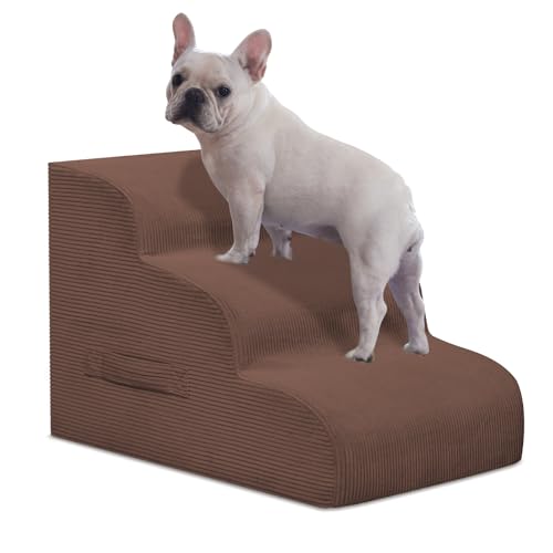 3 Step Dog Stairs Pet Ramp for High Beds (Coffee / 3-Step 16"H)