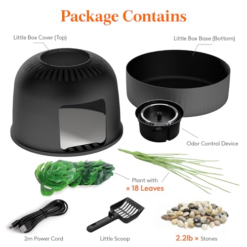 Hidden Plant Cat Litter Box with Electric Odor Control System Black (Black)