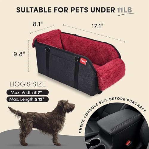 Center Console Dog Car Seat for Small Pets to 11lbs
