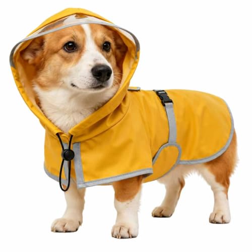 Dog Raincoat Waterproof Reflective Adjustable Hooded Windproof Jacket (Large)