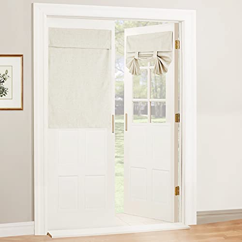 Natural Linen Textured French Door Window Curtains 100% Blackout (Ivory / 26"W x 40"L (Pack of 1))