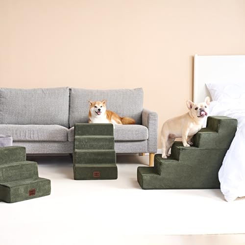 Dog Stairs 13.5" H (Military Green / Extra Wide 16.5" x 21" x 13.5")