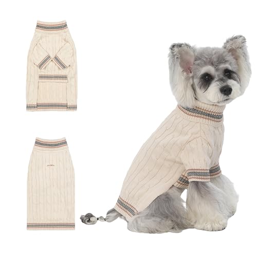 Small Medium Dog Sweater (Striped White / Medium)