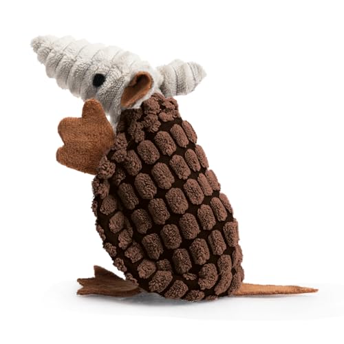 Armadillo Squeaky Puppy Dog Toys for Small Medium Dogs (6 IN / Brown)