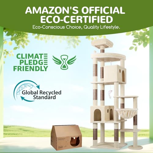 Giant Cat Tree for Indoor Large Cats (83inch / Beige)
