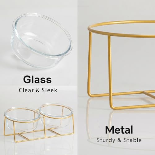 Elevated Dog Bowl Set of 2 (Large / glass×2)