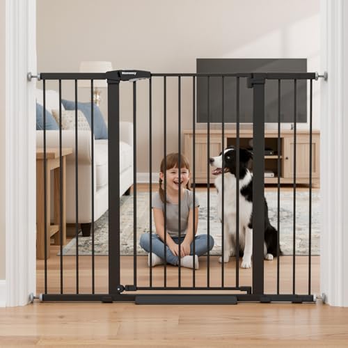 36" Extra Tall Baby Gate for Stairs (Black / 29.7-51"W x 36"H)