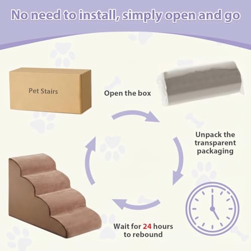 Dog Stairs for Bed (Fleece Brown)