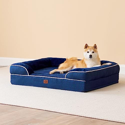 Orthopedic Dog Beds Large Sized Dog (Navy / 36.0"l X 27.0"w X 6.5"th)
