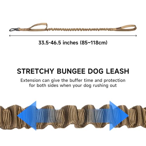 Military Nylon Bungee Dog Leash Elastic Leads ﻿ ﻿ (Coyote Brown)