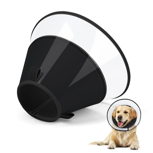 Dog Cone Collar with Soft Liner to Stop Licking (Black / 2XL(Depth: 12.2, Girth: 19-22))