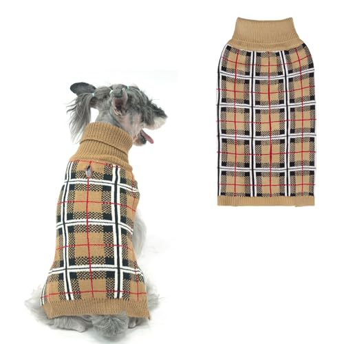 Dog Sweaters for Large Medium Small Dogs (S - Chest 16", Back 12" / Cream)