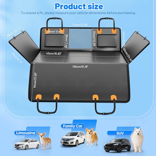 Dog Car Seat Cover for Back Seat (Matte Black / L - For Cars/SUV/ Sedans/MPV)