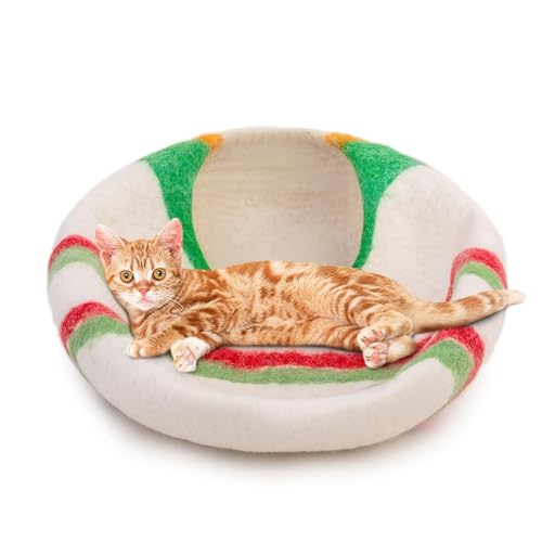 Premium Felt Cat Cave Bed (Candy Swirl)