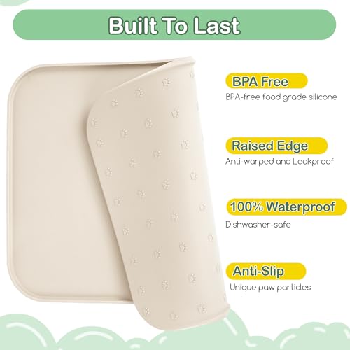 Waterproof Silicone Pet Feeding Mat (Beige)