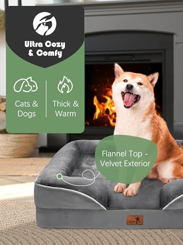 Orthopedic Dog Bed with Sides (28.0"L x 23.0"W x 6.5"Th / Grey)