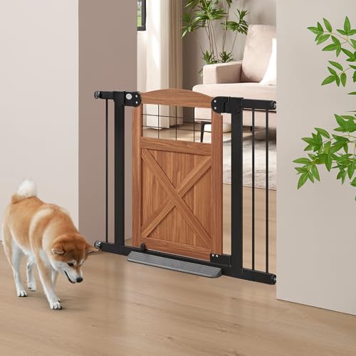 Farmhouse Barn Door Dog Gate (Walnut / 30" Tall)