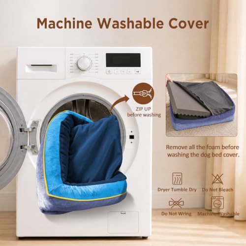 Orthopedic Dog Bed for Extra Large Dogs with Bolster (42.0"L x 30.0"W x 8.5"Th / Hidden Bay)