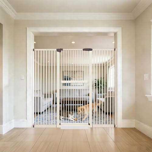 61.02" Extra Tall Pet Gate for Cat Dog 63.39" (61.02" H-cream / 63.39"-67.90" W)