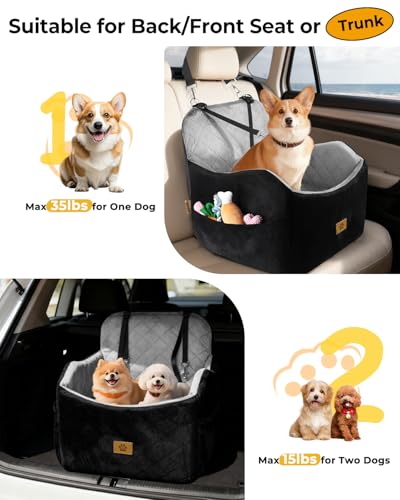 Dog Car Seats for Small Dogs Up to 35 lbs (Black/Grey)
