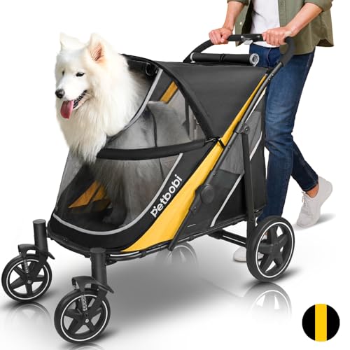 Dog Stroller for Large Medium Dogs up to 80 lbs (Black&Yellow)