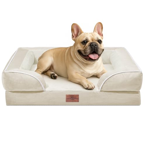 Waterproof Orthopedic Dog Bed for Medium Size Dog (30.0"L x 20.0"W x 7.0"Th / Beige)